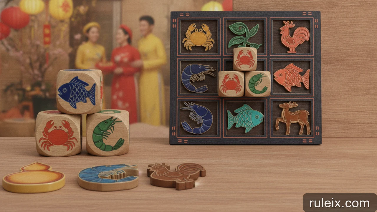 Minh họa: Bầu Cua Tôm Cá: sự khác biệt về tên gọi giữa các vùng miền Việt Nam