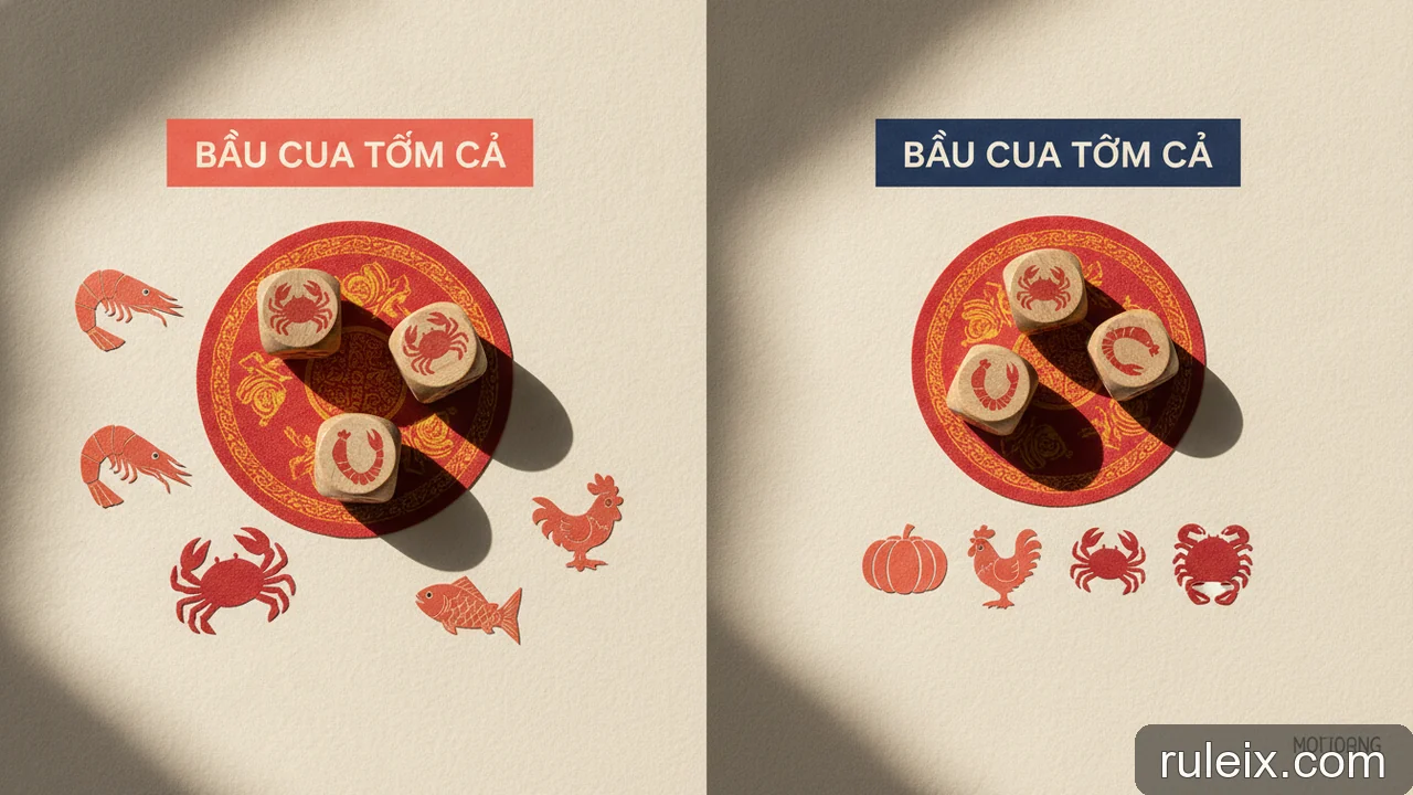 Minh họa: Bầu Cua: xử lý thế nào khi cả 3 mặt xúc xắc đều giống nhau?