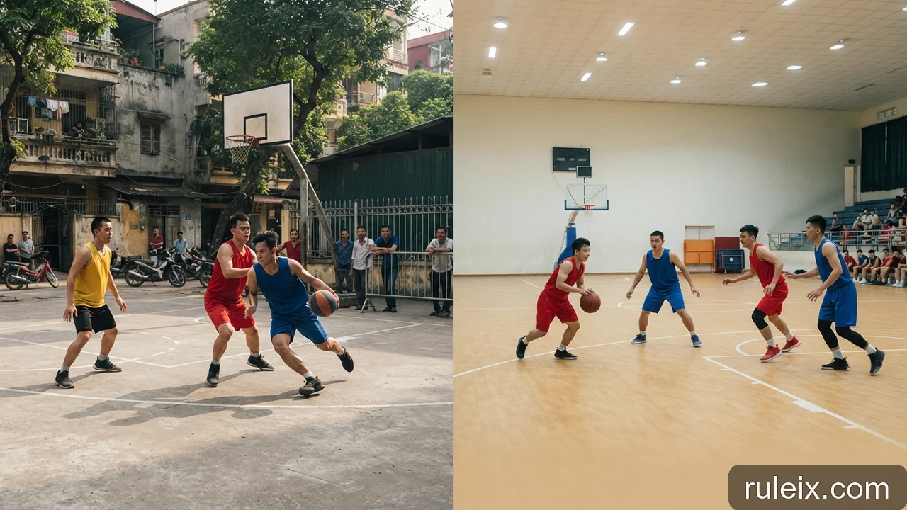 Minh họa: Bóng rổ 3x3 và bóng rổ tiêu chuẩn 5 người: khác biệt về nhịp độ trận đấu và thời gian tấn công
