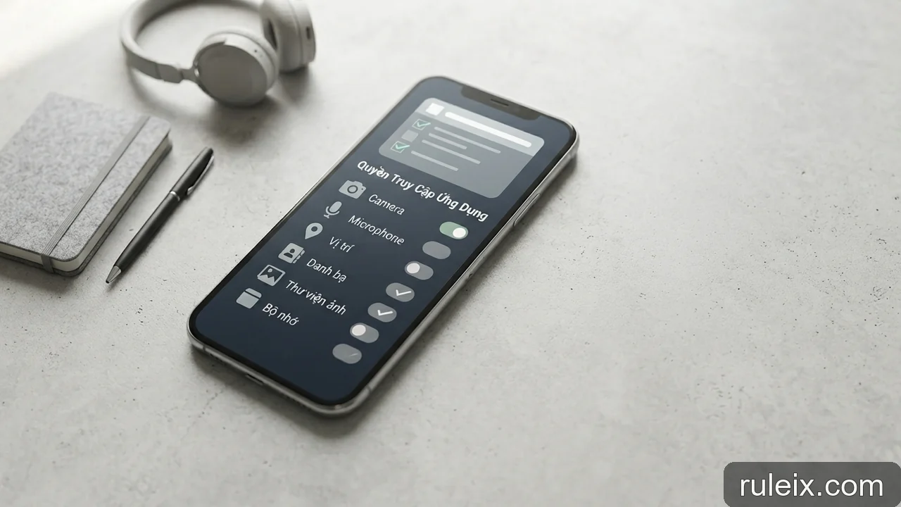 Minh họa: Checklist kiểm tra các quyền truy cập ứng dụng trò chơi trên điện thoại thông minh