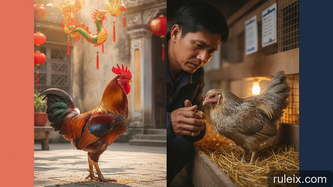Minh họa: Dấu hiệu gà nuôi cần khám thú y: chăm sóc phúc lợi chung, không đánh giá trước trận