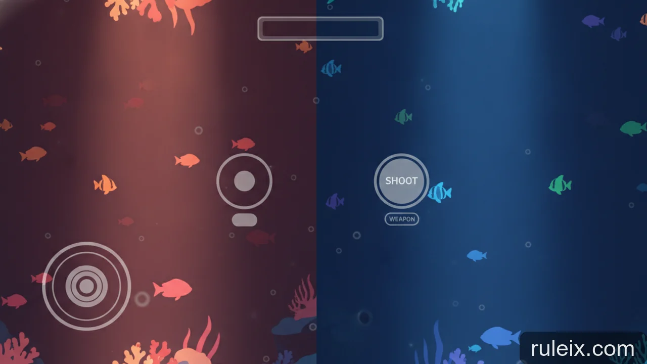 Minh họa: Giao diện game bắn cá online: các nút điều khiển và thông tin cơ bản