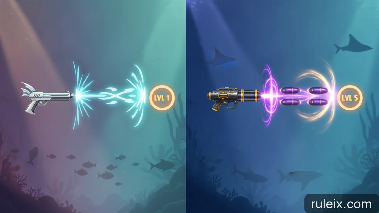 Minh họa: Hiểu về hệ số sát thương của đạn và cấp súng trong game bắn cá