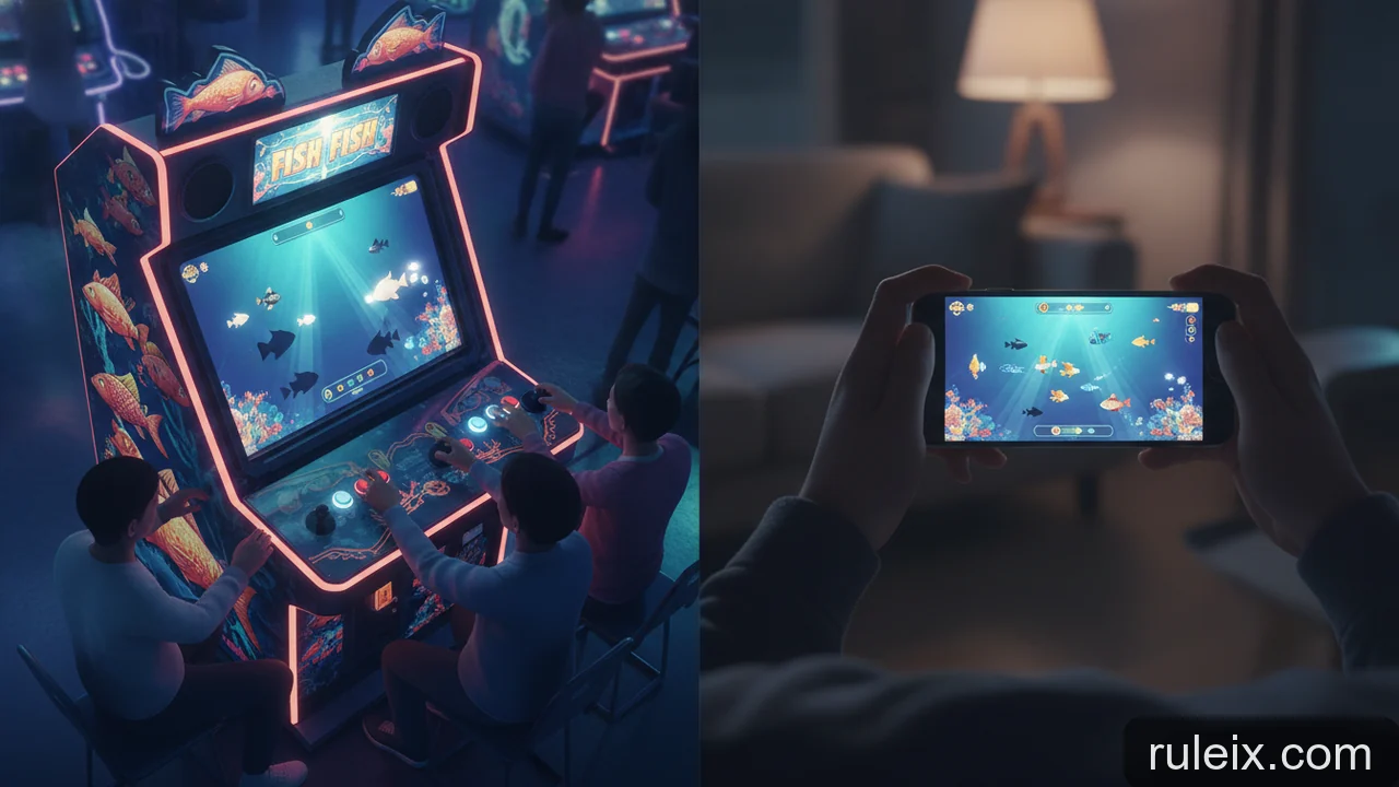 Minh họa: Máy bắn cá truyền thống khác gì so với game bắn cá trên điện thoại?
