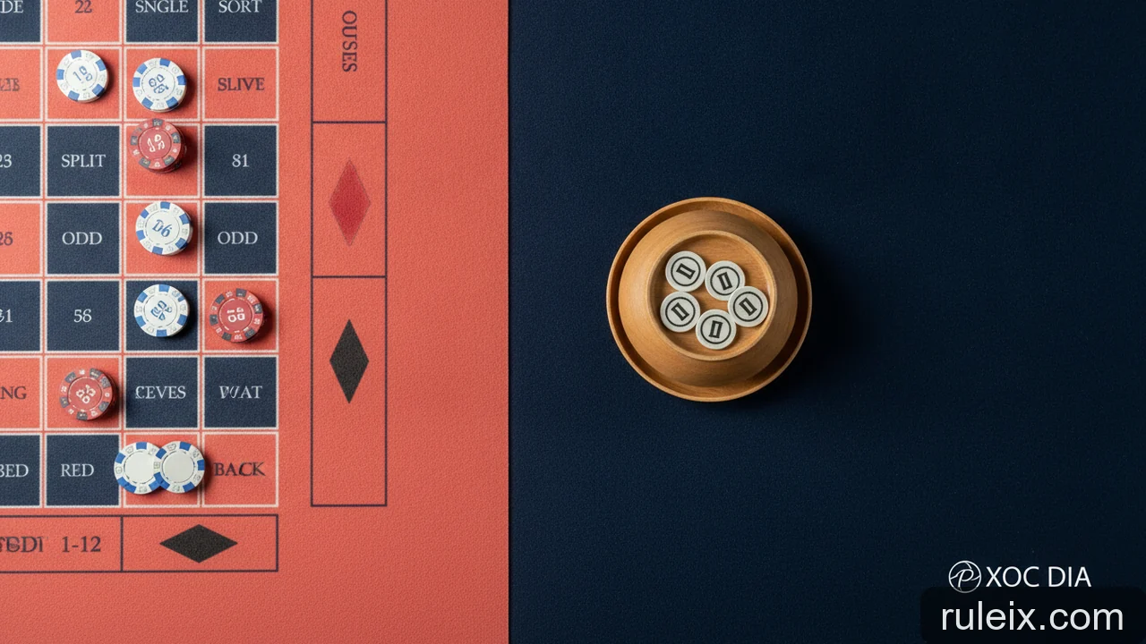 Minh họa: Phân biệt các loại cược trong Roulette và Xóc Đĩa: cược trong, ngoài và chẵn lẻ