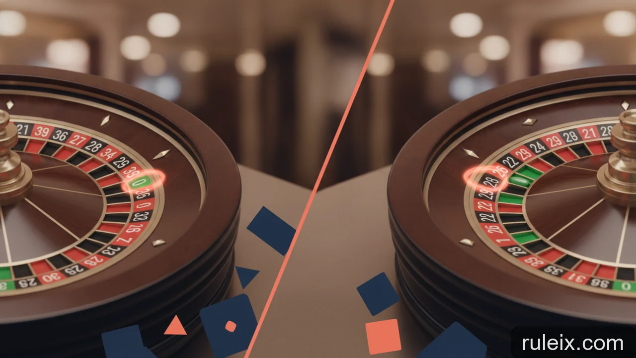 Minh họa: Roulette Mỹ và Âu: điểm khác biệt của số 0 và 00 trên bánh xe