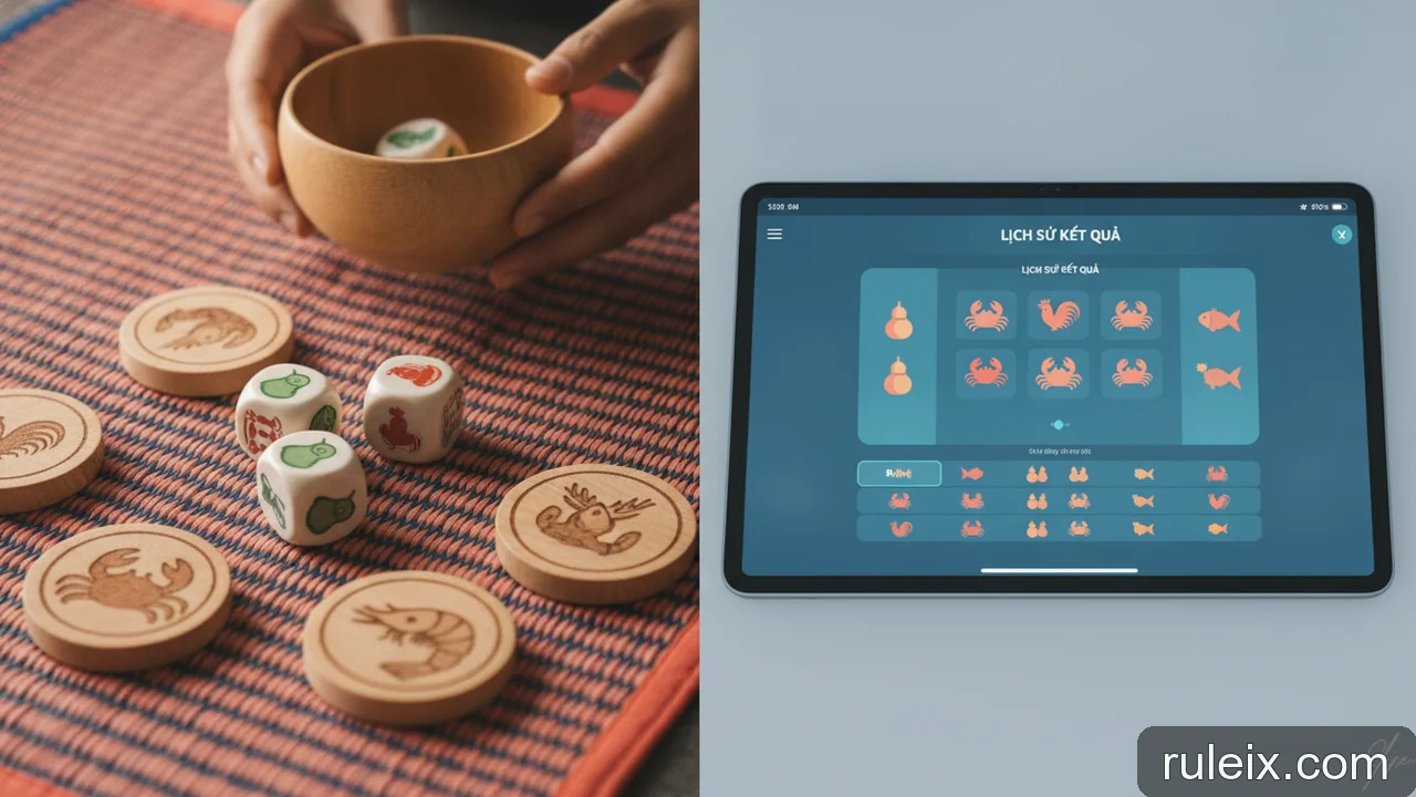 Minh họa: So sánh cách ghi lịch sử Bầu Cua truyền thống và online