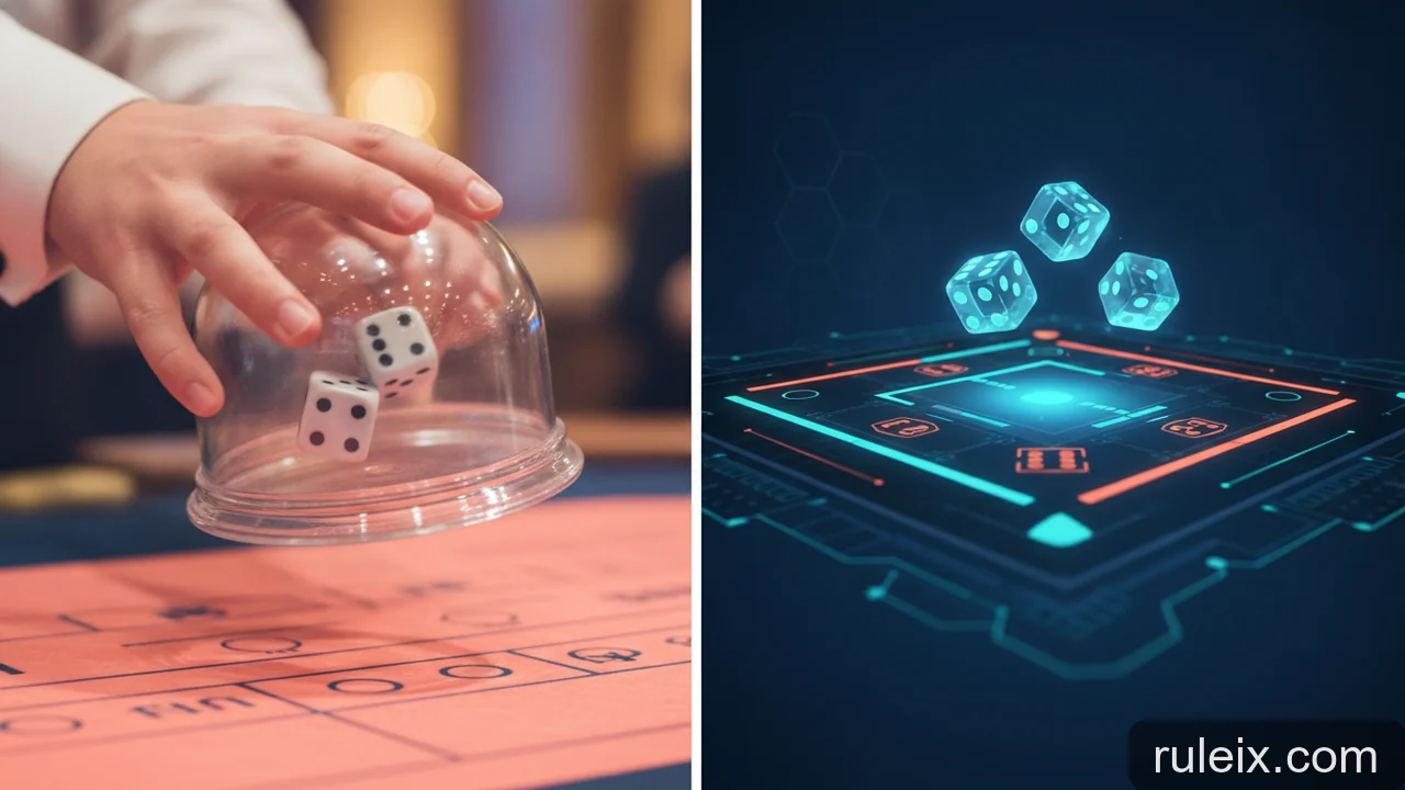 Minh họa: Ưu nhược điểm của Sic Bo Live Casino so với bàn RNG